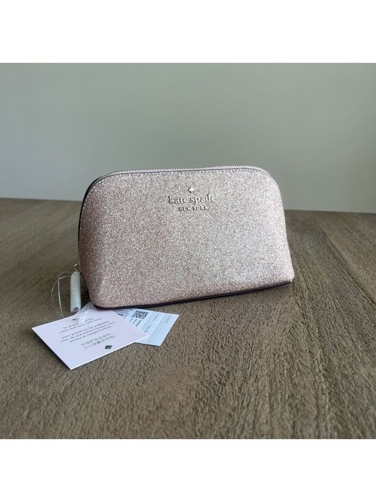 kate spade Handbags - kate spade Rose Gold Tinsel Glitter Small Cosmetics Bag NWT